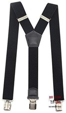 Timiot Premium Men's Y-Back Suspenders Stretch Perfect 1.6" Width for Black