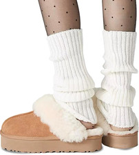 Ribbed Knitted Leg Warmers for Women Girls 80s Retro Winter Short Slouch Knee Hi
