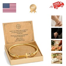 Christian Bracelet for Women, Stainless Steel Cross Bracelet with Faith Card,...
