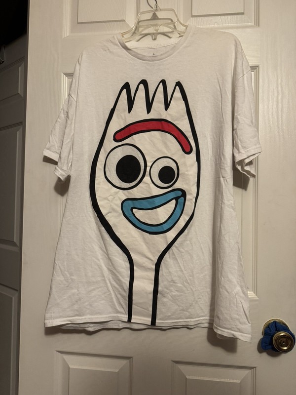 Disney Toy Story Forky Graphic T Shirt  XL White Pixar Movie Big Face Tee