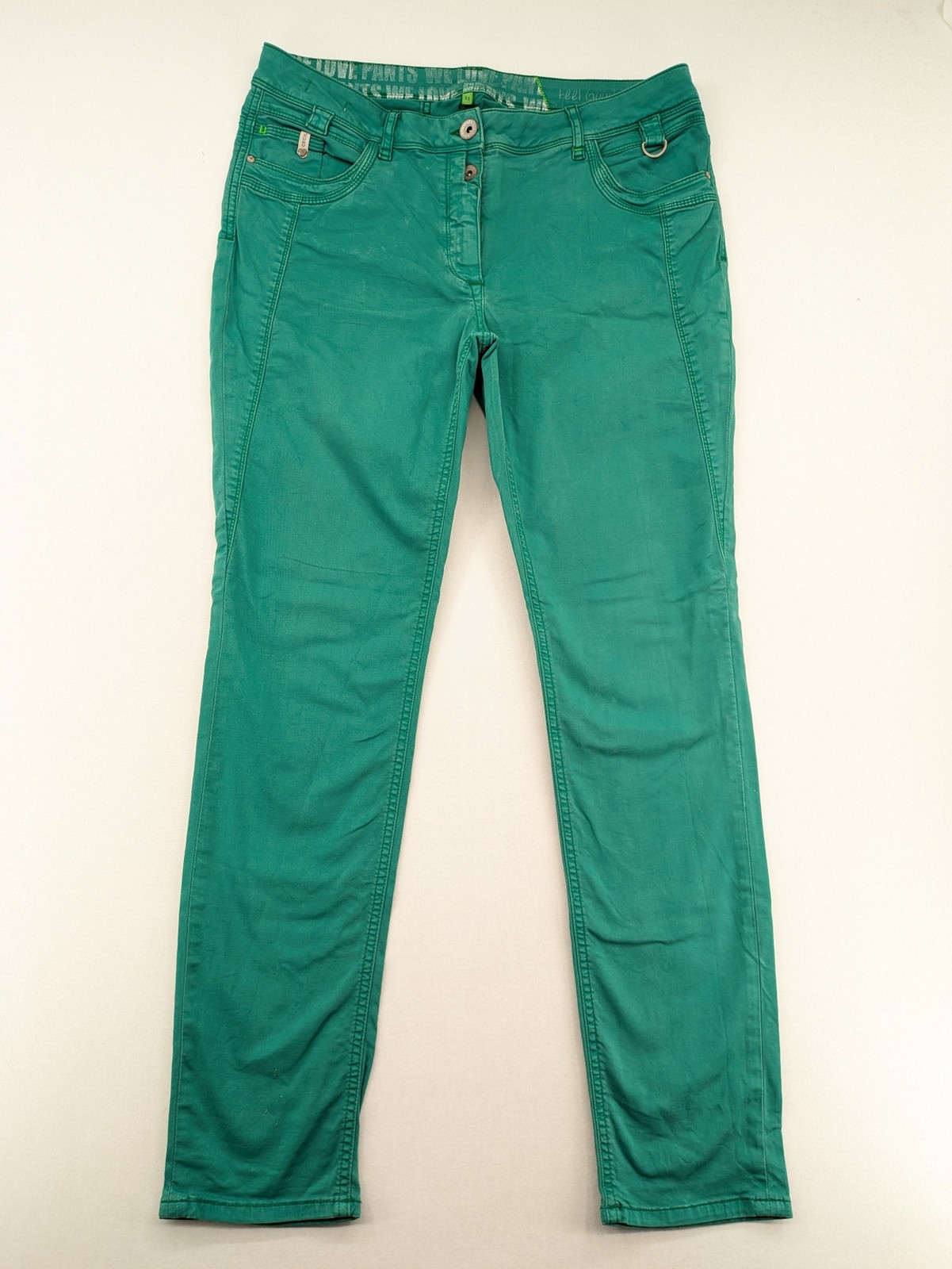 Cecil Damen Jeans Hose Grün W33 L32 Slim Fit Straight Leg Freizeithose