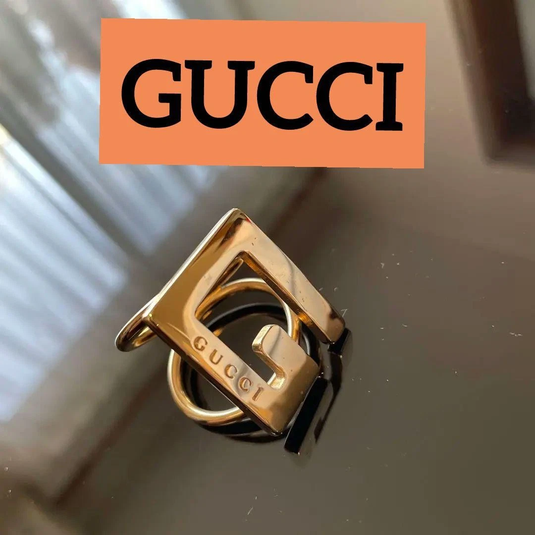 Gucci écharpe bague logo accessoire ton or vintage Italie rare comme neuf