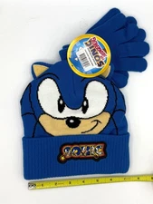 SEGA SONIC THE HEDGEHOG YOUTH KIDS 8-14 KNIT HAT & GLOVES SET FREE SHIP