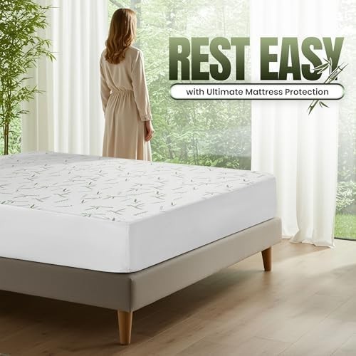 Waterproof Mattress Protector Bamboo Cooling Soft Fitted Bed Cover