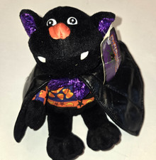 Halloween Vampire Black Cat Bat Plush with Cape and Bowtie