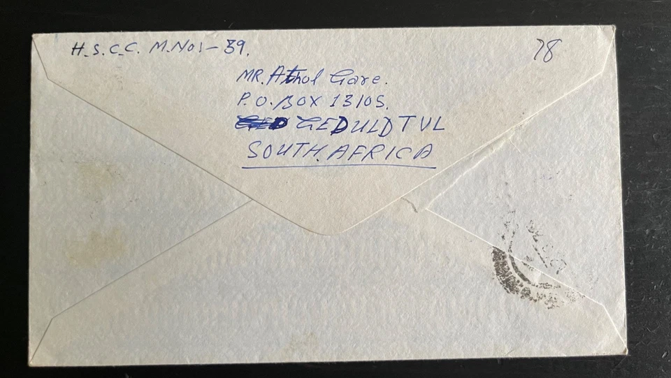 Cubierta de correo aéreo 1989 de Sudáfrica a Nepal | Sello Gerbera RSA 25c | Filatélico Foto 2 de 2