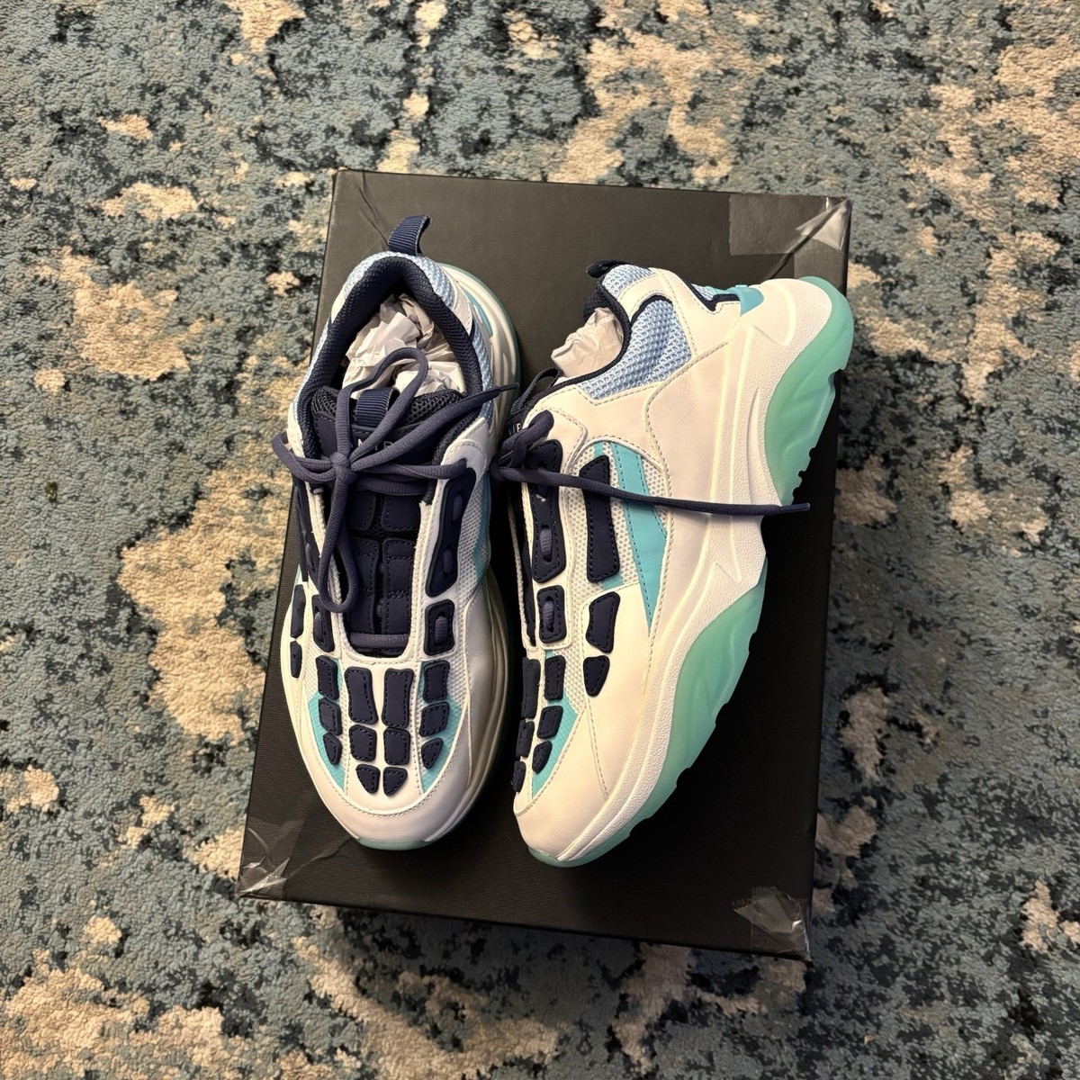 Amiri Bone Runner White Teal Sneaker Size 8 Men Brand New Og All