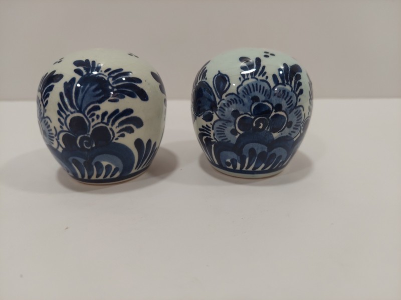 Vintage Delft Blue Hand-Painted Salt and Pepper Shakers From Holland