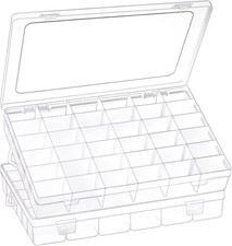 2 Pack 36 Grids Clear Plastic Organizer Box with Adjustable Dividers,