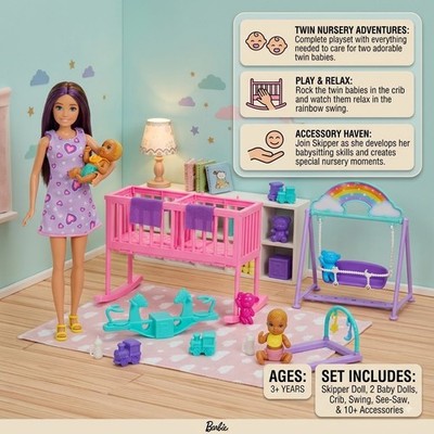 Barbie Skipper Babysitters Twin Nursery Playset