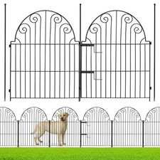 Decorative Garden Fence 5 Panels, No Dig Rustproof Metal Fencing 12ft Long An...