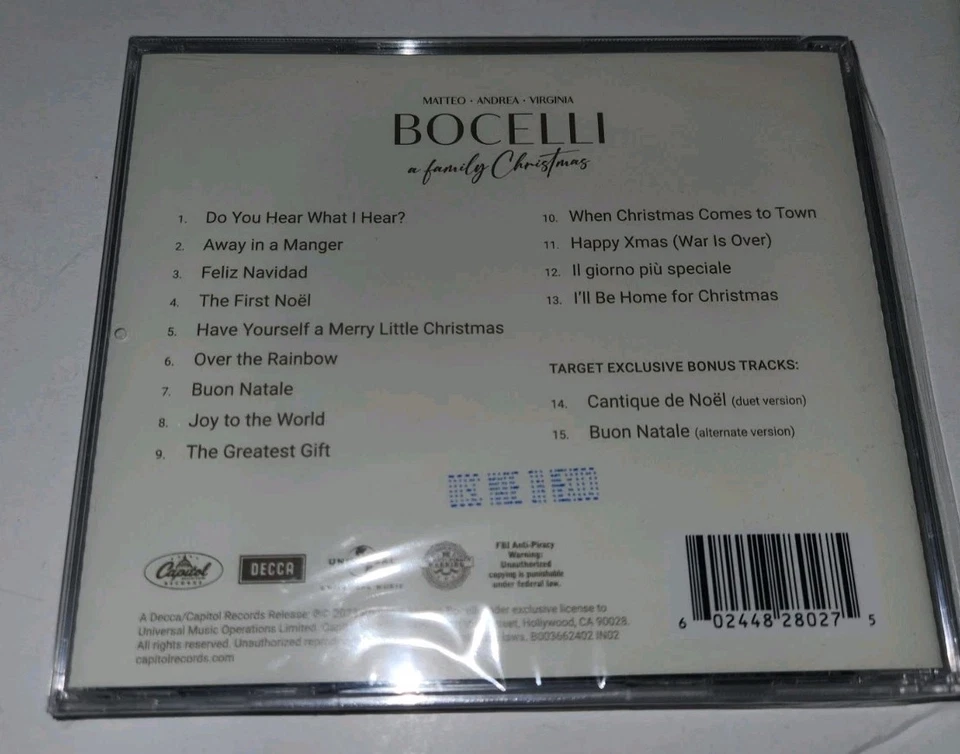 A Family Christmas by Andrea Bocelli, Matteo Bocelli and Virgina Bocelli (CD,... Foto 2 de 2