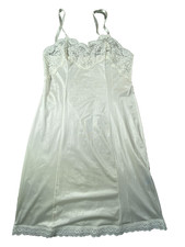 Vintage Lady Cameo White Lace Slip Dress Womens 36 Lady Cameo Satin Nightgown