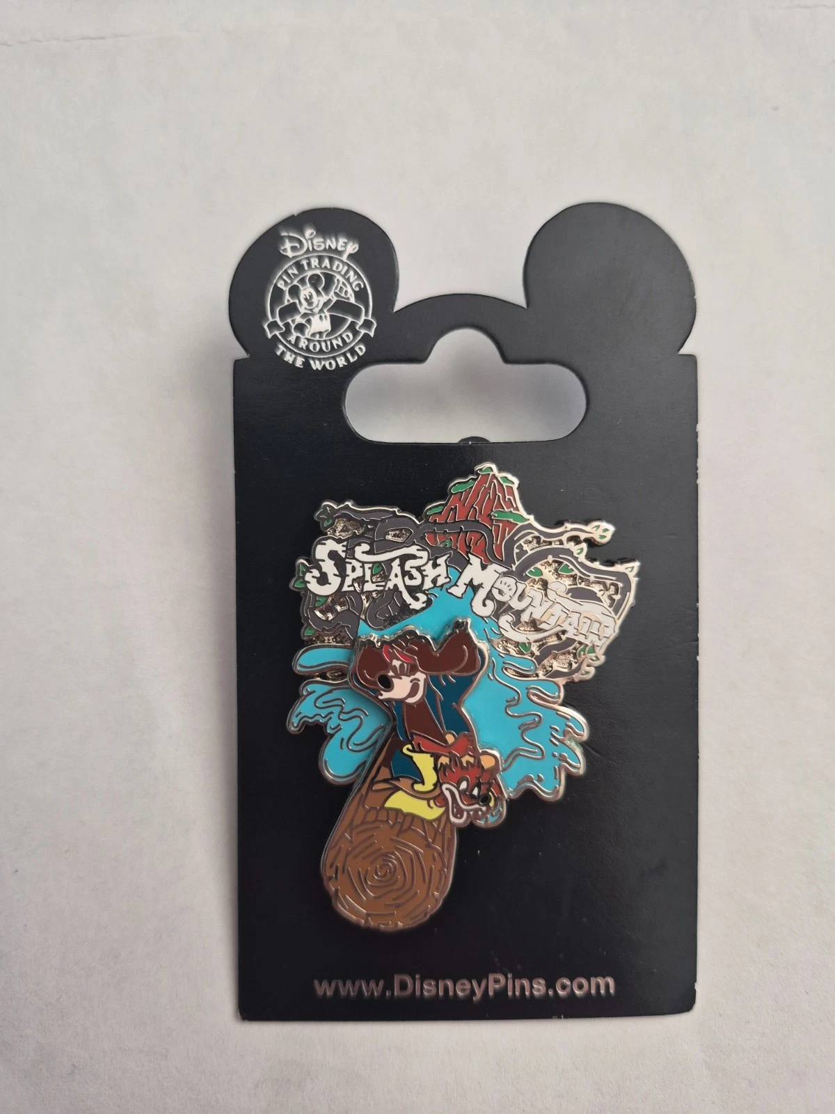 Disney Slider Pin Splash Mountain w/ Lanyard Brer Bear & Brer Fox 2014 RARE