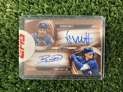 Bobby Witt Jr. + George Brett 2025 Topps Chrome Black Pitch Black Dual Auto -MC