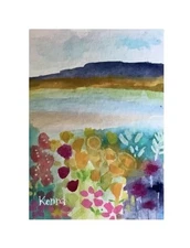 Aceo Painting By Kenna Original Art Card Landscape Small Art  2.5” X 3.5”