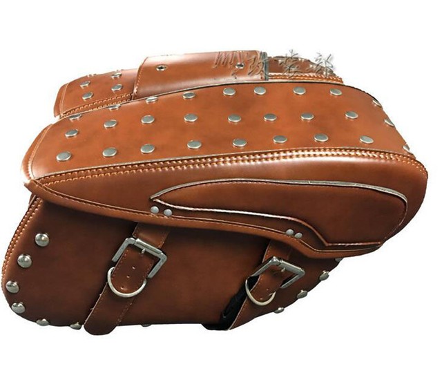 brown leather motorcycle tail bag