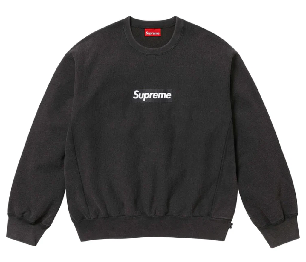 Logo Supreme boîte lavée col rond noir petit   SS25