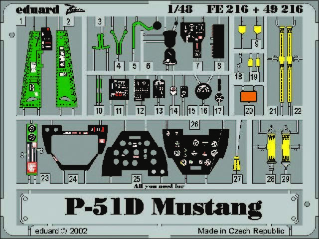 Eduard Accessories Fe216 - 1:48 P-51D Mustang - Etched Set - New