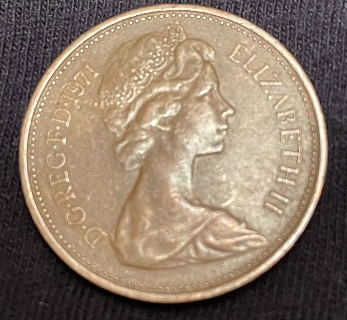 Queen Elizabeth New Pence 2P Elizabeth II, D.G.REG.F.D R Coin 1971