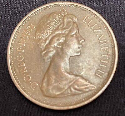 Queen Elizabeth New Pence 2P Elizabeth II, D.G.REG.F.D R Coin 1971