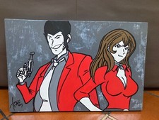 Dipinto a mano arte moderna Lupin e Margot