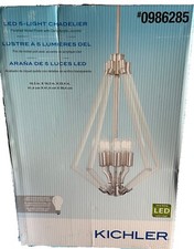 KICHLER LED 5-Light Chandelier 0986285, Polished Nickel w/Clear Acrylic Accents