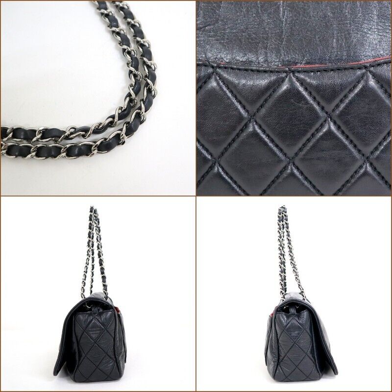 CHANEL CHANEL CC Logo Flap Chain Shoulder Bag Black Silver CHANEL CHANEL CC Logo Flap Chain Shoulder Bag Black Silver