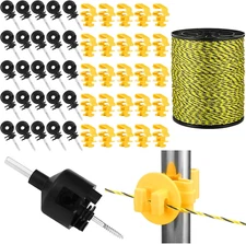 52 Pcs Electric Fence Kit Includes 1640 Ft Electric Fence Poly Wire, 25 Black El