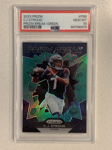 2023 Prizm CJ Stroud Prizm Break Green Prizm #6 PSA 10 GEM MINT Texans