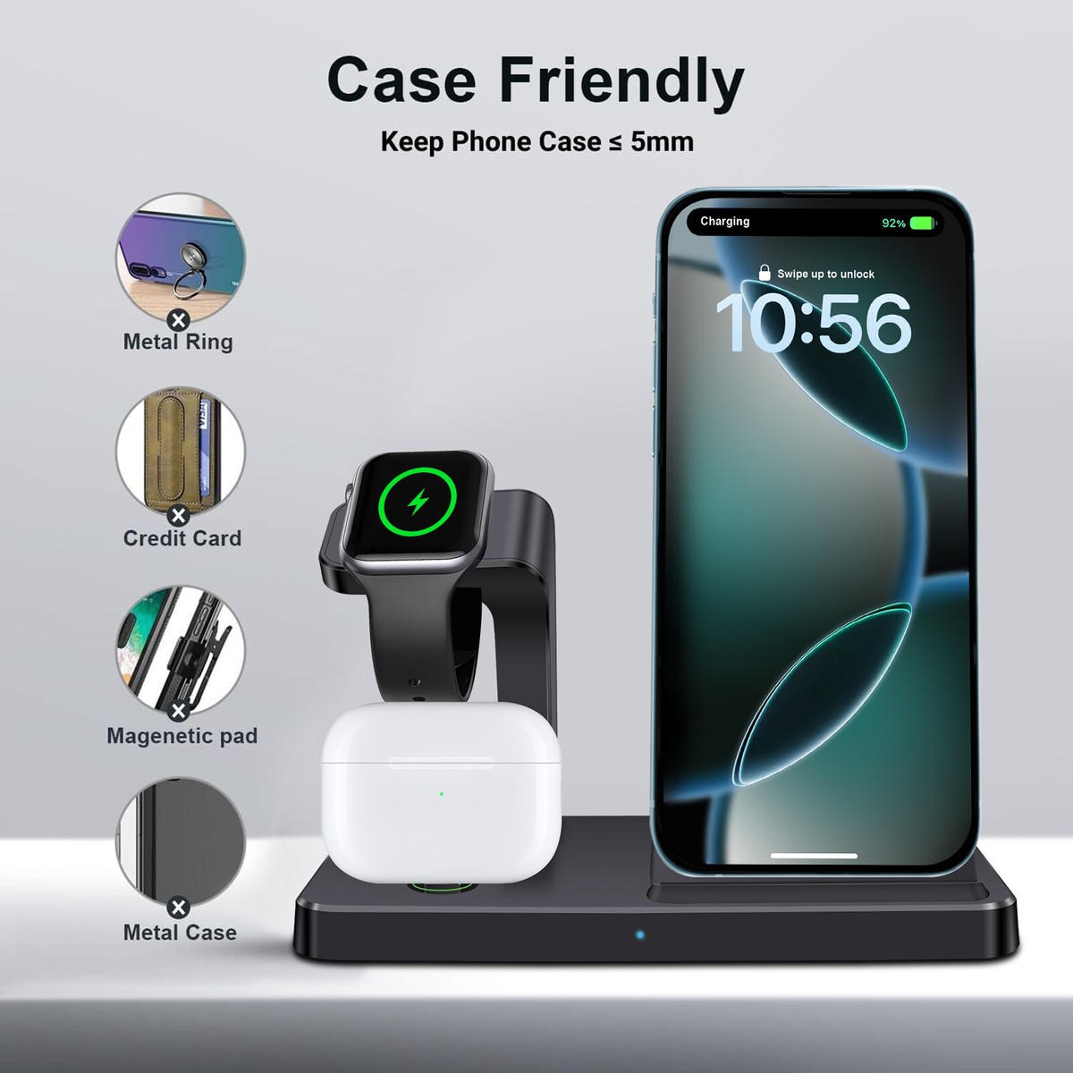 3in1 Wireless Charger Charging Station For Apple Watch 10