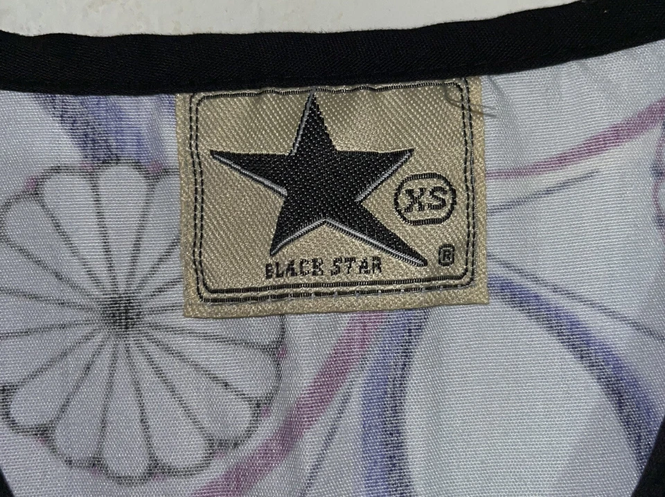 Black Star Women’s Scrub Top  Extra Small Blue Floral Tie Waist Nurse Medical - Image 2 of 3