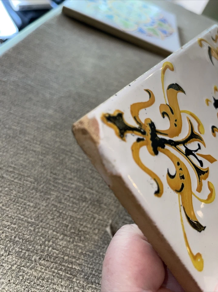 Azulejo de terracota esmaltado español vintage Maurice Duchin 8" X 8" mediados de siglo Foto 4 de 4