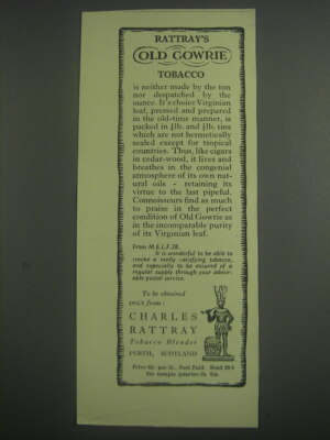 1953 Charles Rattray Tobacco Ad - Rattray's Old Gowrie Tobacco