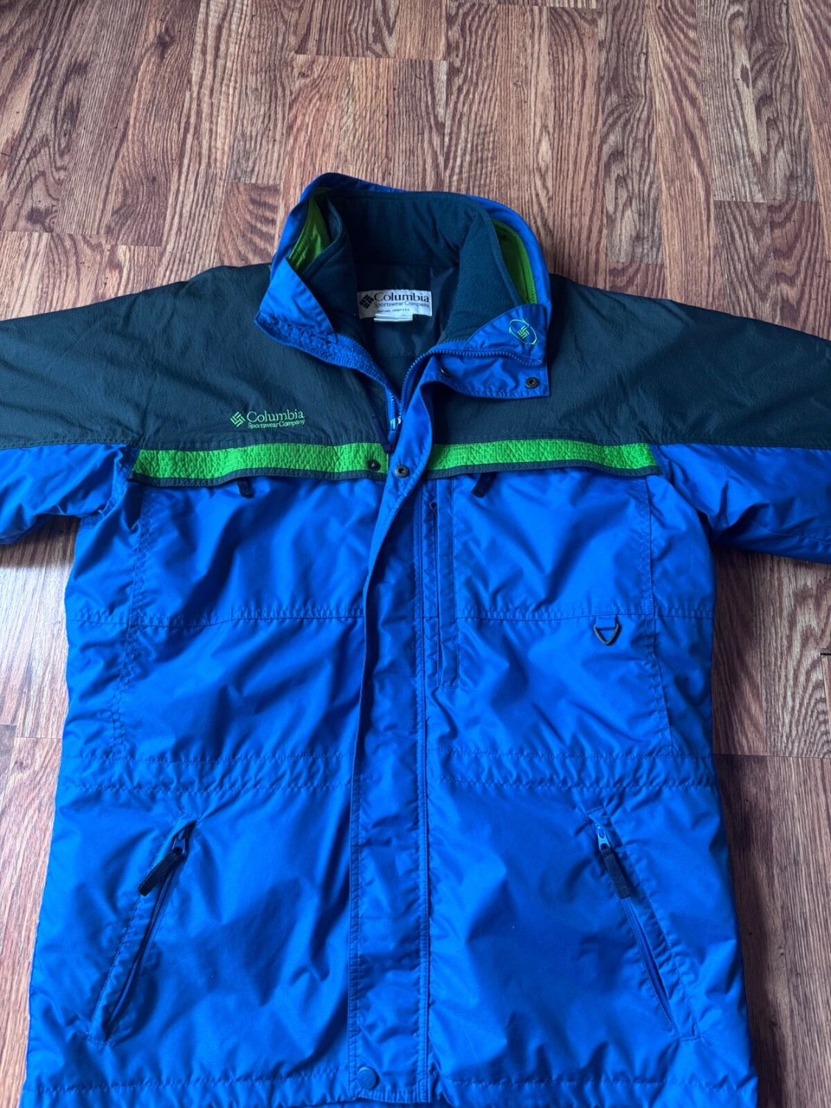 The North Face Mens Full Zip 2-in-1 Green Blue Coat Jacket Medium