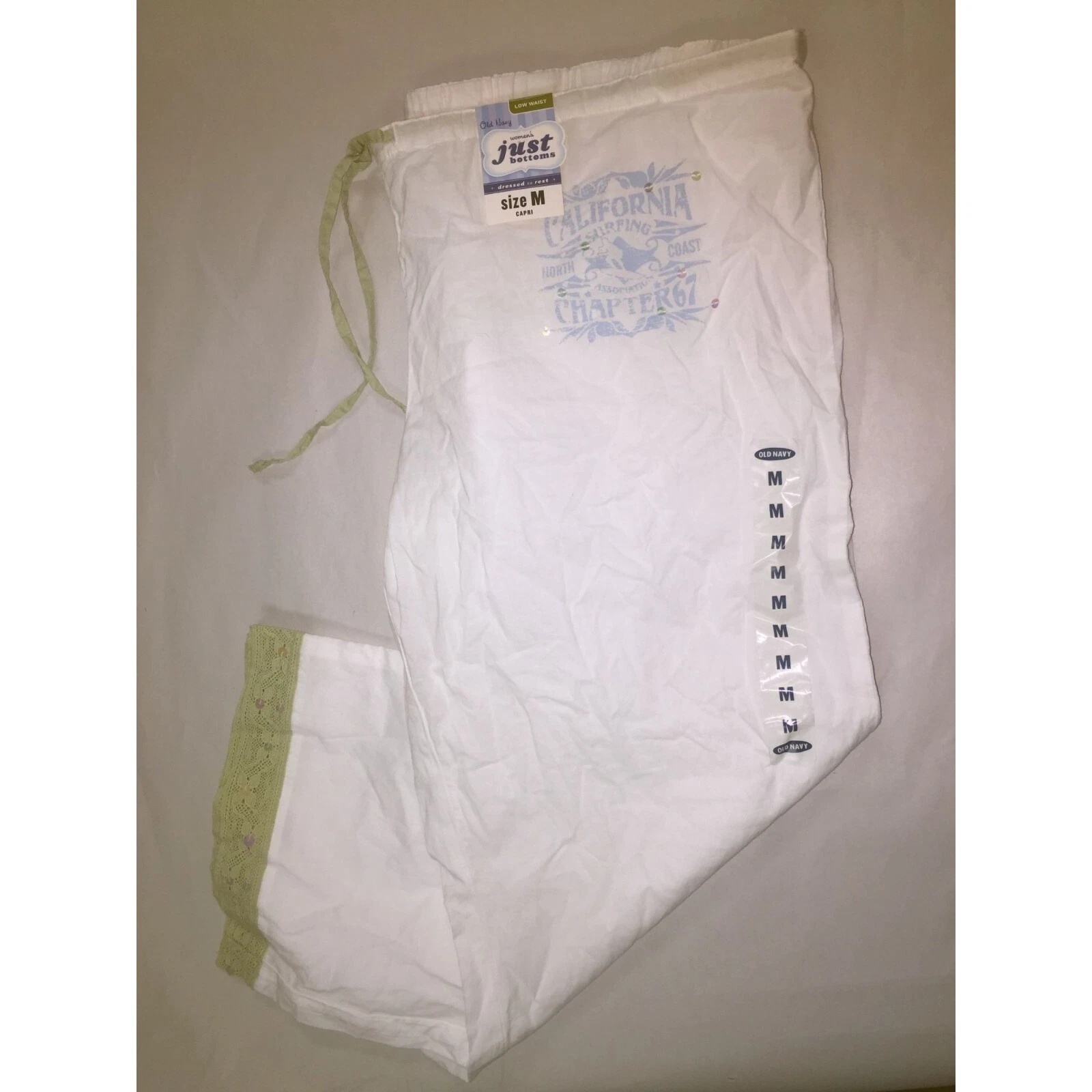 Womens Old Navy Low Rise Adjustable Capri Pants Size Medium NWT