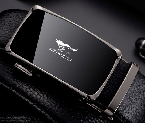 Septwolves Men waist belt cow leather Auto lock Buckle black 79911A16-01 - Picture 3 of 5