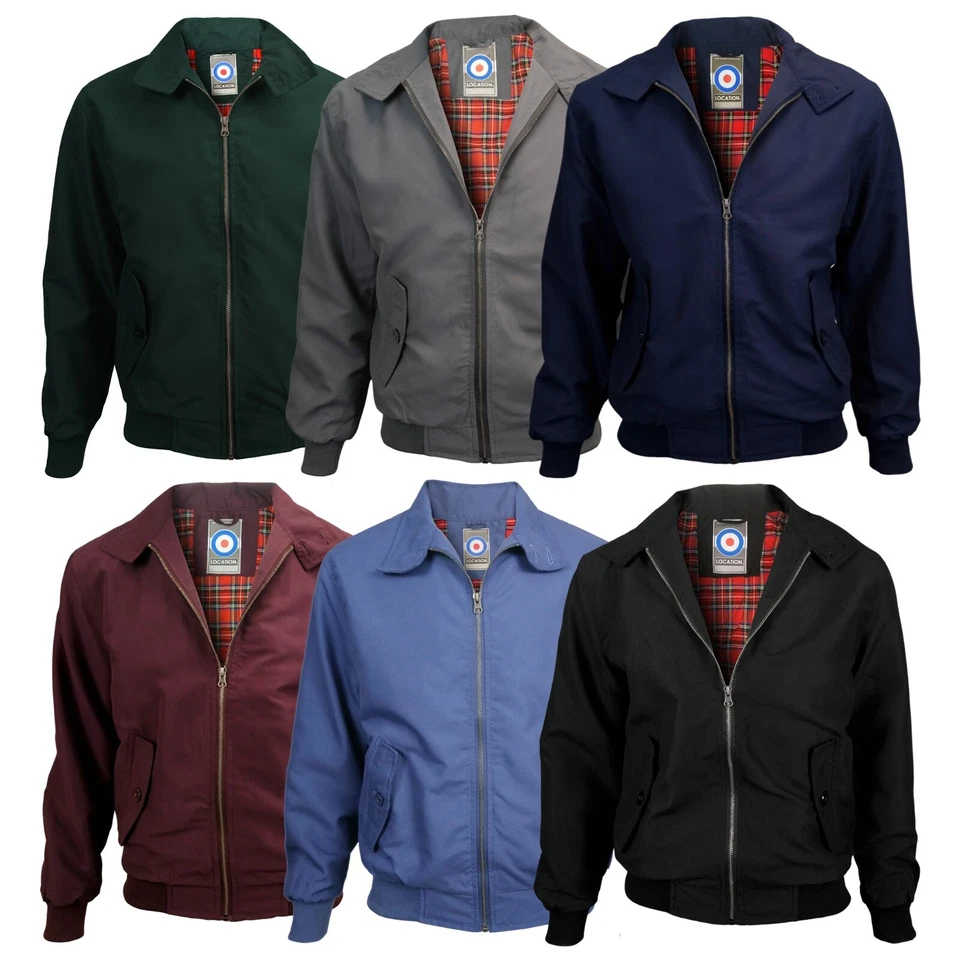 Veste Manteau Classique Location Harrington, Doublure Tartan, Noir - Photo 1/4