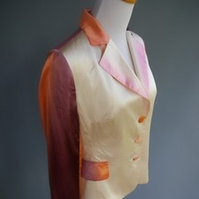 Maxime Simoens Paris Silk Jacket Ombre Dip Tie Dye Pink Purple Orange Cream 40/6