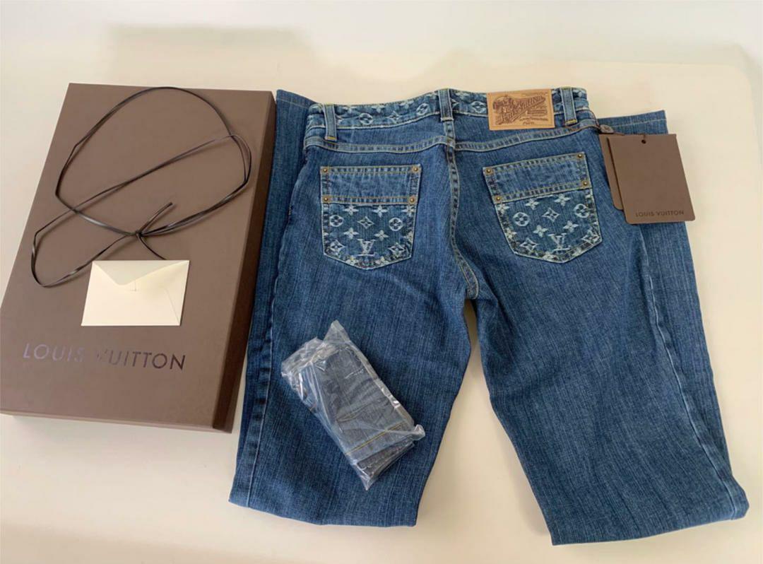 LOUIS VUITTON Monogram Straight Denim Pants Jeans 36 LOUIS VUITTON Monogram Straight Denim Pants Jeans 36