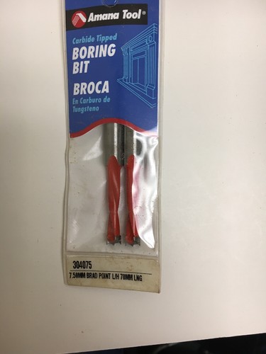 Amana 304075 Carbide Tipped Brad Point Boring Bit L/H 7.5mm D x 70mm Long x 10mm - Picture 2 of 7