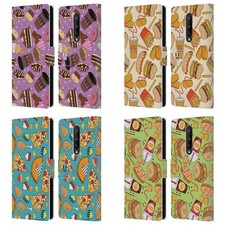 FUNDA BILLETERA LIBRO CUERO PATRONES COMIDA RÁPIDA HEAD CASE DESIGNS PARA TELÉFONOS ONEPLUS