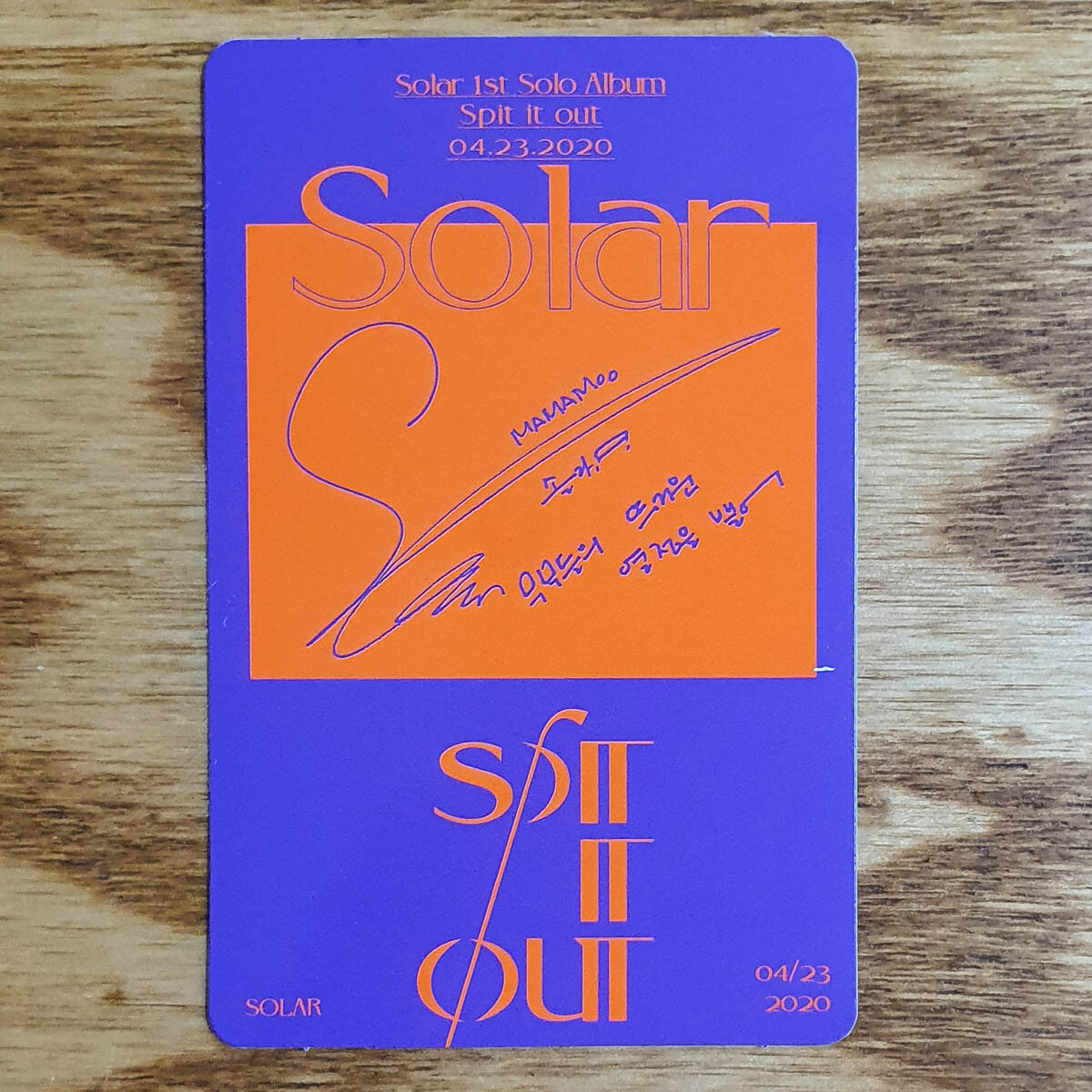 Solar Photocard 1st Solo Album Spit It Out Mamamoo Genuine