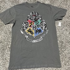 Harry Potter Universal Studios Hogwarts Crest Men's T Shirt Size S Gray