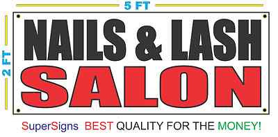NAILS & LASH SALON Banner Sign NEW Larger Size 2X5 Eyelashes