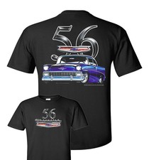 Chevy Bel Air T-Shirt - Black w/ Blue 1956 Car  Logo