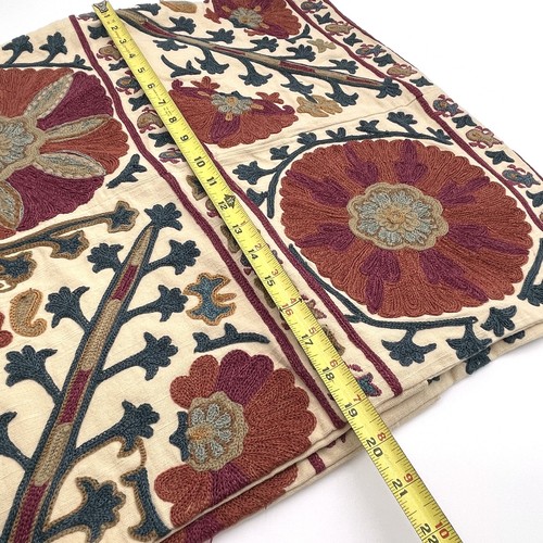 2 Pottery Barn 20” Square Crewel Embroidered Pillow Covers India BOHO - Picture 8 of 8