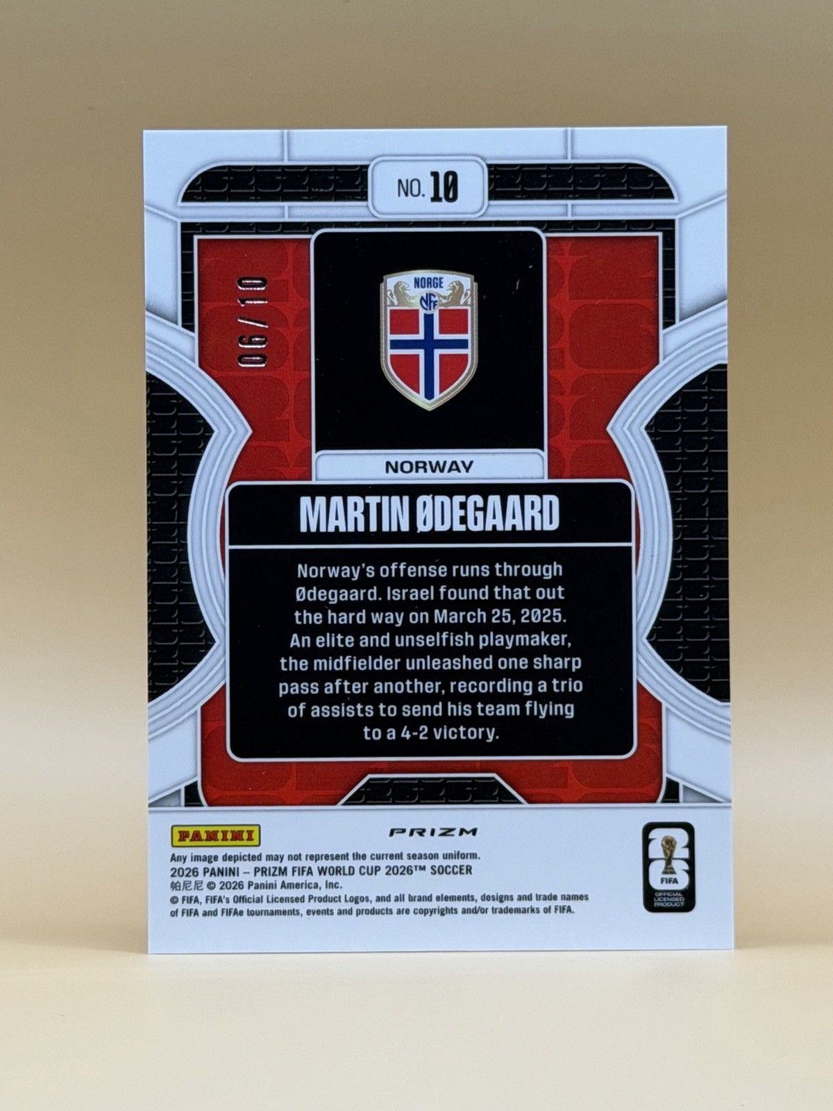 MARTIN ODEGAARD - 2026 Prizm World Cup - PHENOMENON - Gold Celestial Lattice /10 view 2