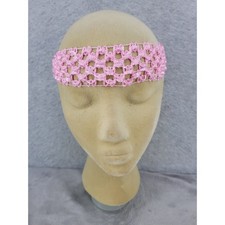 Pink Crochet Headband Stretch Boho Festival Hair Accessory