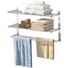 Towel Rack with Shelf 24 inch, 3 Tier Towel Racks for Bathroom Wall Mounted, Sta